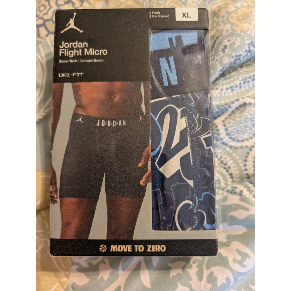 NEW Jordan Flight Micro Boxer Briefs 2 Pack Mens XL Midnight Navy Dri-FIT